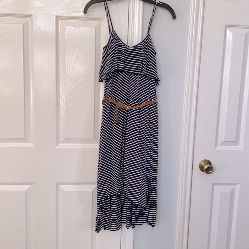 🎓$6/CollegeBlowoutSale!📚-Regularly$12-Nautical stripe high-low dress with belt